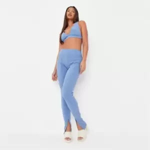 Image of Missguided Coord Fine Rib Plunge Bralet - Blue