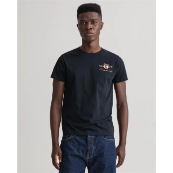 Image of Gant Embroidered Short Sleeve T Shirt - Black
