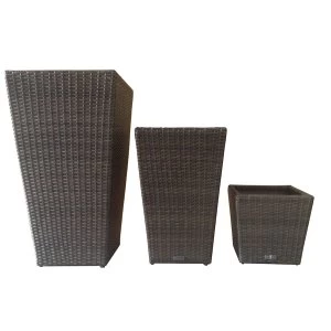 Image of Charles Bentley Weatherproof Wicker Plant Pots - Brown