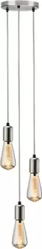 Image of KnightsBridge CALLA - 230V E27 Contemporary 3 Light Pendant - Brushed Chrome