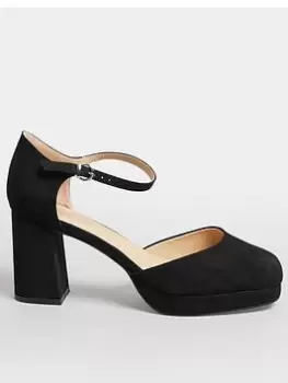 Image of Yours Extra Wide Fit Platform Court Shoe - Black, Size 8Eee, Women