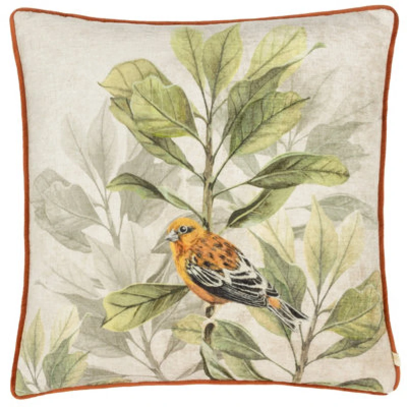 Image of Wylder Nature Kielder Forest Swinley Bird Chenille Piped Polyester Filled Cushion Multi