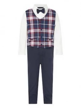 Image of Monsoon Baby Boys Smart Check Romper - Navy
