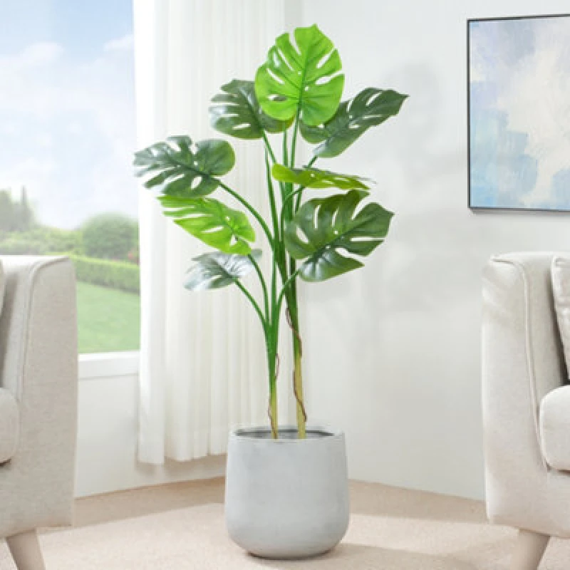 Image of MCC Direct Artificial Fake Monstera Plant with Plastic Planter Pot Indoor House Plant 110cm Multi
