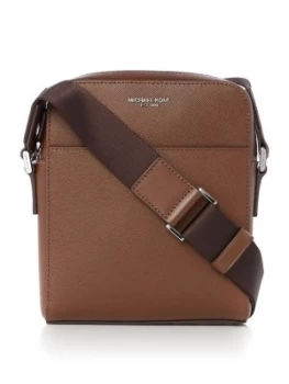 Image of Michael Kors Harrison Saffiano Leather Small Crossbody Bag Brown