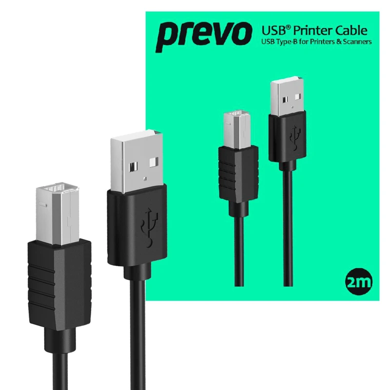 Image of PREVO PREVO USBA-USBB-2M USB cable USB 2.0 Black USBA-USBB-2M