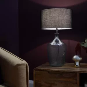 Image of Silvio Lustre Green Table Lamp with Large Black Reni Shade