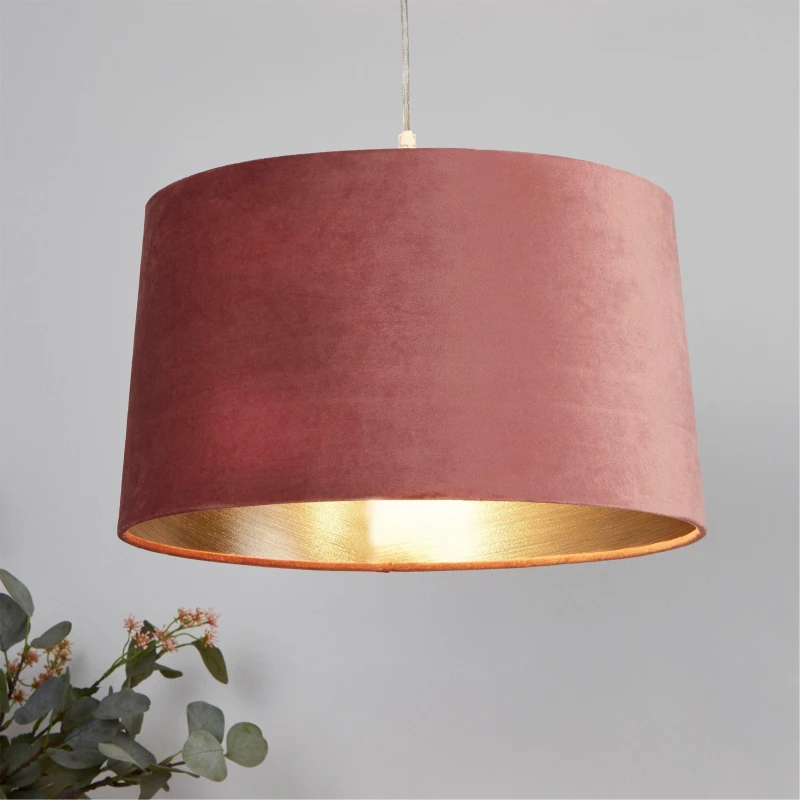 Image of Lighting Collection Velvet Drum Shade Rose unisex 40cm