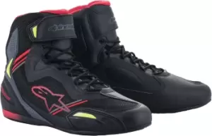 Image of Alpinestars Faster 3 Rideknit Motorcycle Shoes, black-red-yellow, Size 41, black-red-yellow, Size 41