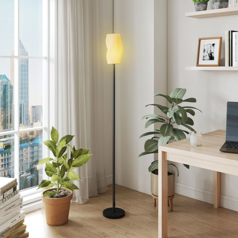 Image of HOMCOM 3D Printed Standing Lamp with Shade, E27 Holder without Bulb, White - Homcom 5063603132221