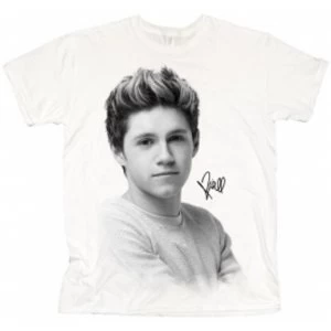 Image of One Direction Niall Solo B&W Ladies White T Shirt: X Large