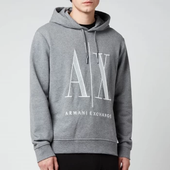 Image of Armani Exchange AX Icon Logo Pullover Hoodie Grey Size M Men