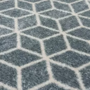 Image of Mega Highly Absorbent Machine Washable Runner Mat, 3D Cube Design, Grey, White, One Size