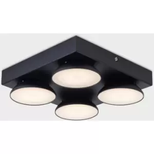 Image of LED 4 Light Black Ceiling Spotlight with Fully Adjustable Circular lights