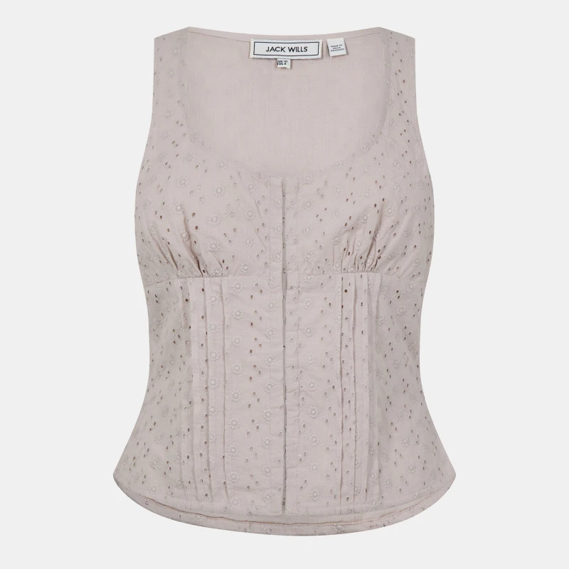 Image of Jack Wills Broderie Corset Top Stone female 6 (2XS)