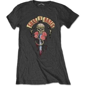 Image of Guns N' Roses - Dripping Dagger Womens Medium T-Shirt - Grey