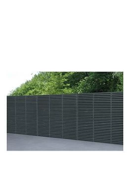 Image of Forest Contemporary Double Slatted Fence Panel (1.8M X 1.8M) - Anthracite Grey - Pack Of 5