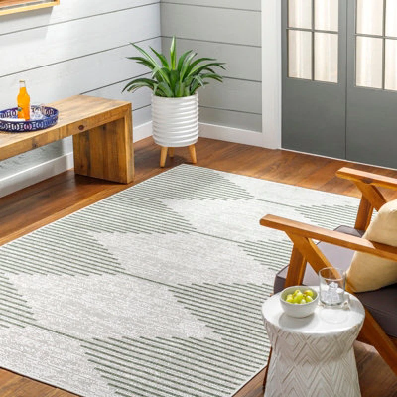Image of Livabliss In- & Outdoor Global Moss/grey Dolly Area Rug 160 X 230 Cm - Easy To Clean, Perfect For Patio, Balcony, Kitchen Or Dining Room