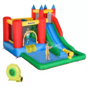 Image of Outsunny Kids Inflatable Bouncy Castle With Water Pool Climbing Wall & Trampoline