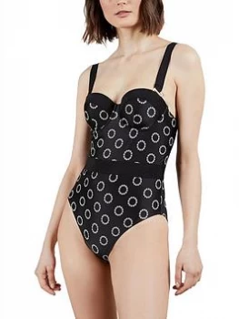 Image of Ted Baker Cupped Swimsuit with Wide Bows - Black, Size 3=12, Women