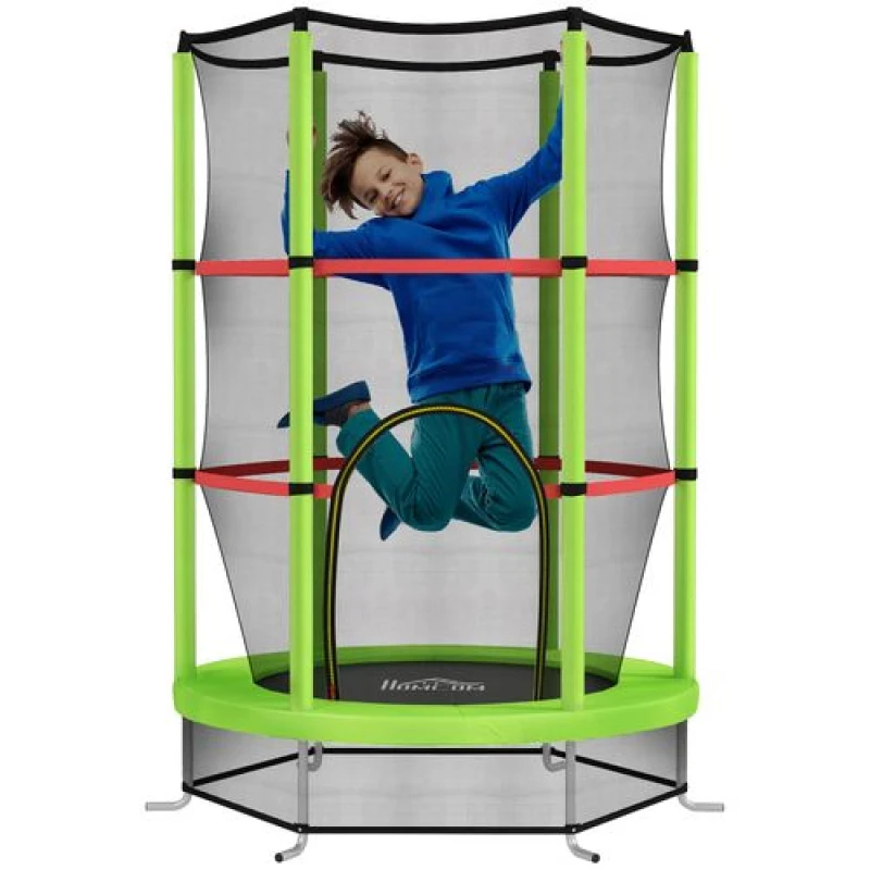 Image of HOMCOM HOMCOM Kids Trampoline Mini Bouncer w/ Enclosure Net for 3-6 Years Green