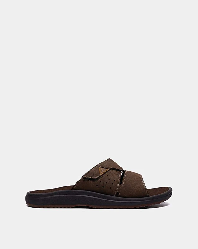Image of Clarks Clarks Brinkley Slide Sandals Dark Brown - Clarks - Size: 10 Dark Brown Male 10 CL10104
