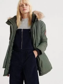 Image of Superdry Ashley Everest Parka Jacket - Green , Green, Size 16, Women