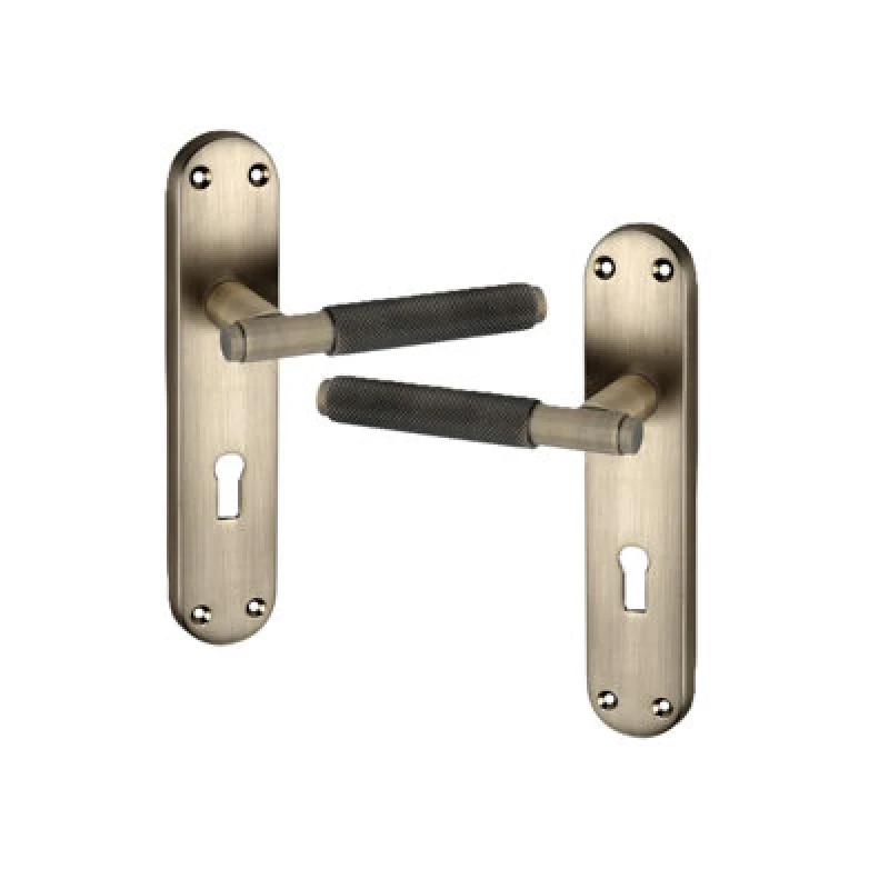 Image of Spira Brass Connaught Knurled Lever On Backplate Lock Matt Antique
