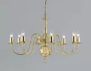 Image of Flemish Polished Brass 8 Arm Chandelier