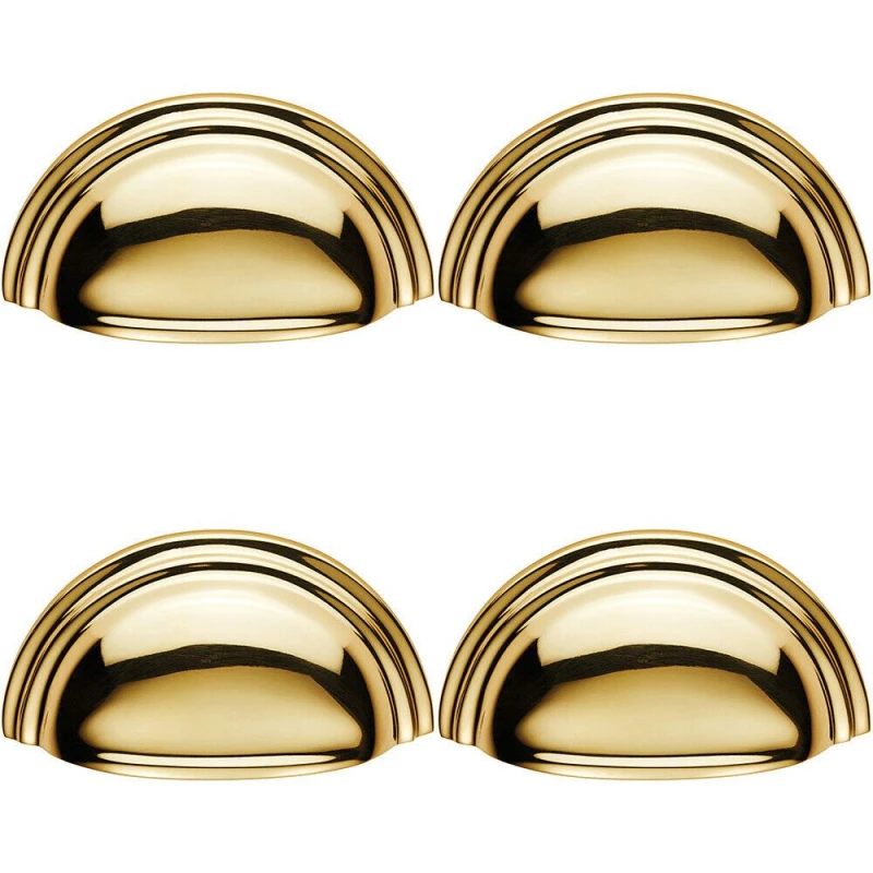 Image of Loops 4x Victorian Cup Pull Handle Polished Brass 92 x 46mm 76mm Fixing Centres Metallics unisex