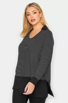 Image of Stripe Polo Scoop Neck Top
