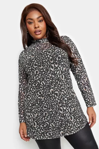 Image of Long Sleeve Printed Mesh Top