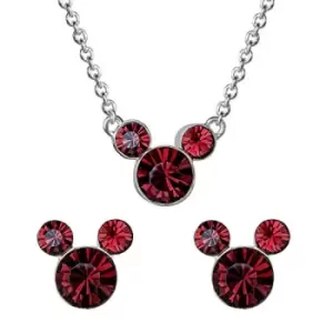 Image of Disney Mickey Dark red Costume Birthstone Earring and Necklace Gift Set SH00519RJANL