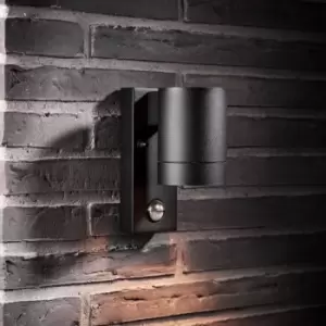 Image of Tin Outdoor Patio Terrace Dimmable Metal Wall Light in Black (Diam) 7.6cm