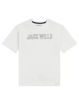 Image of Jack Wills Boys Collegiate Oversized T-Shirt - Marshmallow, Cream, Size 8-9 Years