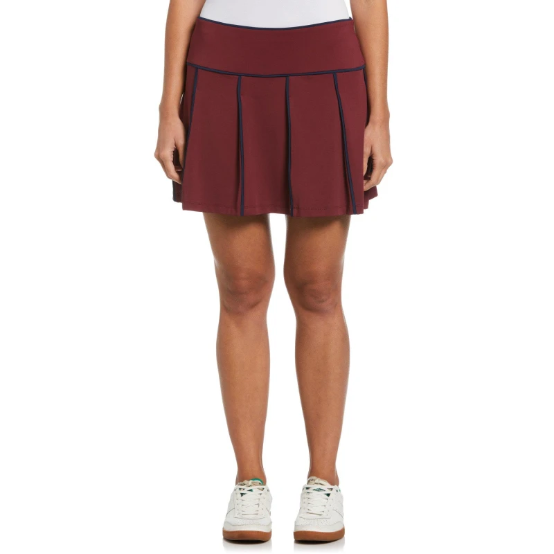 Image of Original Penguin Multi Piped Pleated Skort - Red Red 8