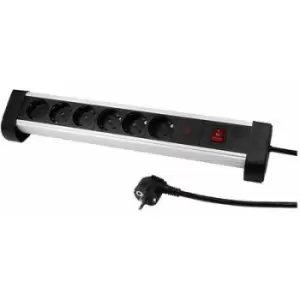 Image of LogiLink LPS215 Power strip (+ switch) Black, Silver PG connector