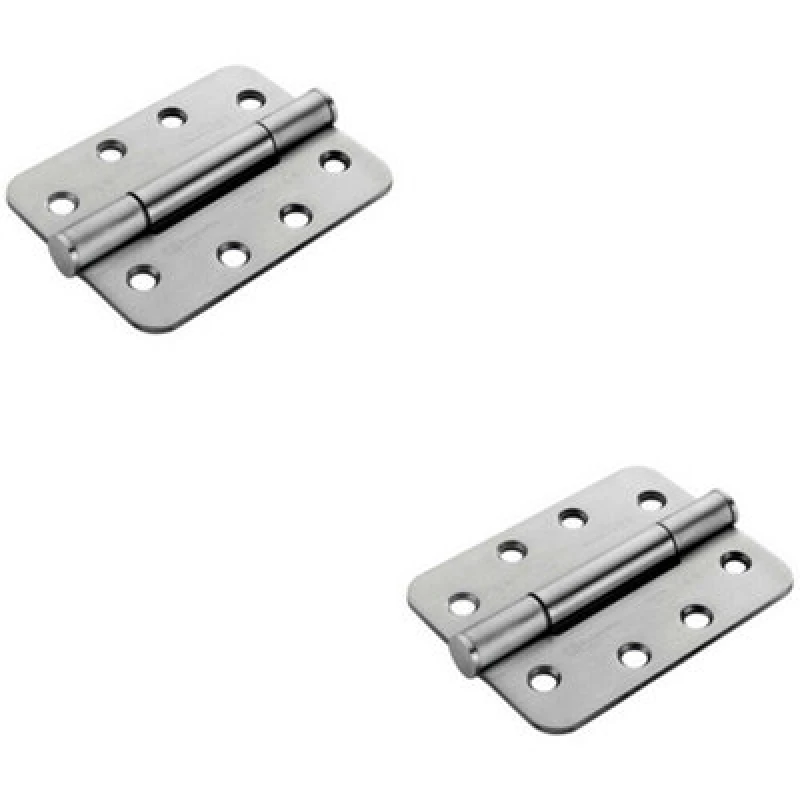 Image of Loops 2x PAIR 100 x 75 x 3mm Concealed 14 Bearing Hinge Satin Steel Rounded Edge Metallics