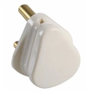 Image of Zexum 15A White Plastic Electrical Round Pin Plug Top Unfused