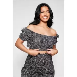 Image of I Saw It First Black Dalmation Print Scuba Skater Mini Skirt - Black