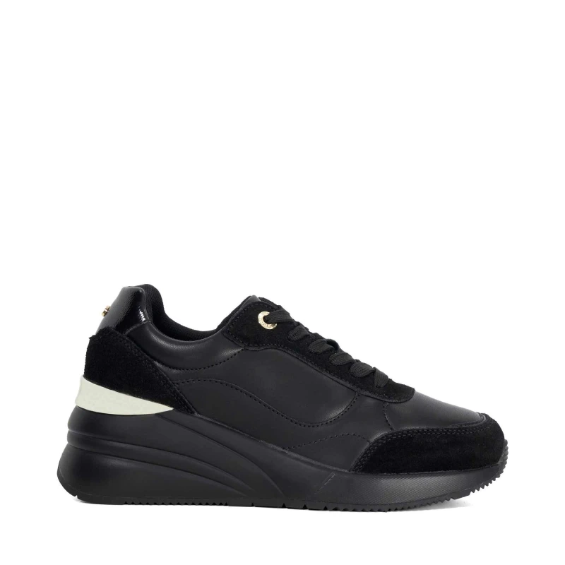 Image of Dune London Womens Elatie Hidden Wedge Trainers Black Synthetic female 3 (36)