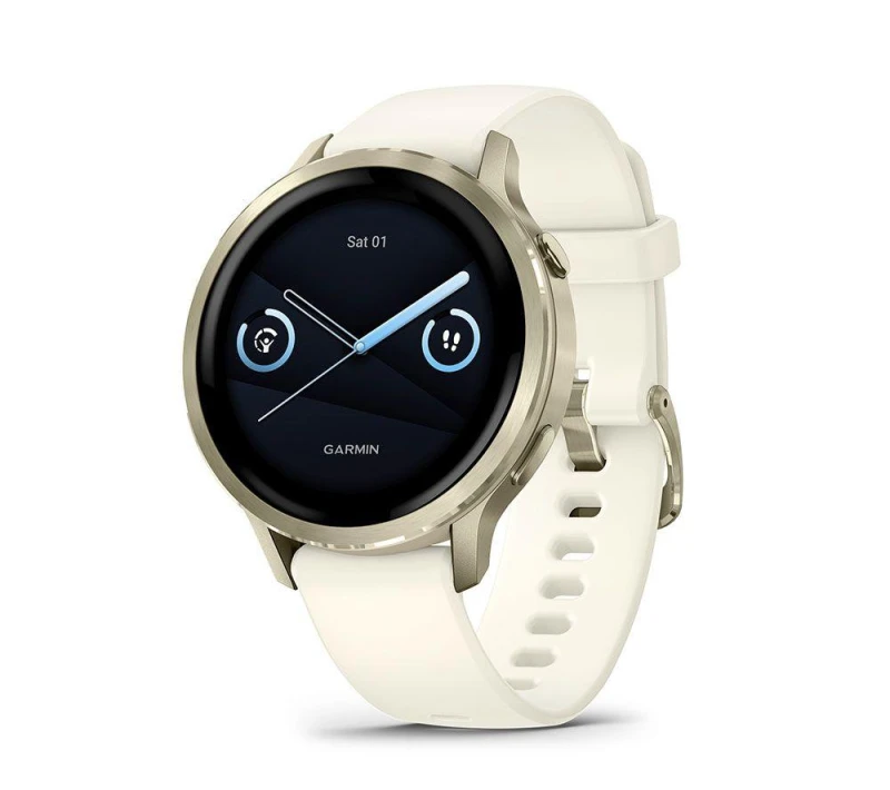 Image of Garmin Venu 4 Smartwatch - Lunar Gold with Bone Silicone Band, 41 mm, Cream,Gold 753759342845