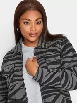 Image of Yours Zebra Sweat Shacket, Black, Size 14, Women