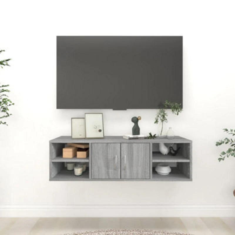 Image of vidaXL Wall Shelf Grey Sonoma 102x30x29cm Engineered Wood, Grey 826364