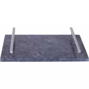 Image of Black Marble Tray with Silver Handles - Premier Housewares