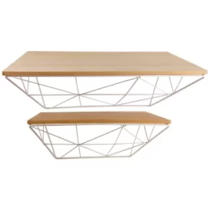 Image of Set of 2 Geometric White Wire Shelves