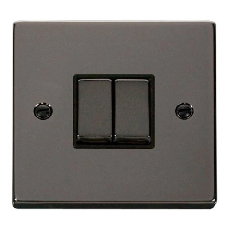 Image of SE Home Black Nickel 10A 2 Gang 2 Way Ingot Light Switch Black