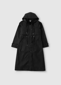 Image of Barbour Womens Mara Wax Trench Coat With Drawstring Waist In Rustic/ Rosewood Tartan