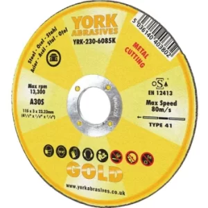Image of York Abrasives Gold 180X3X22.23MM A30S Flat Cutting Disc