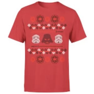 Image of Star Wars Christmas Imperial Knit Red T-Shirt - S - Red